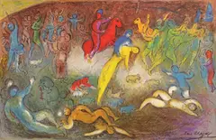 Răpirea lui Chloe by Marc Chagall, cromolitografie, sold Jan 2024