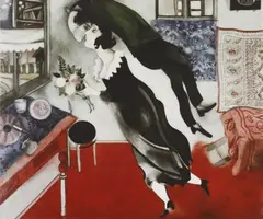 Logodnici by Marc Chagall, cromolitografie, sold Jan 2024