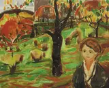 Edvard Munch, În grădină, cromolitografie