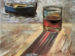 Pahar de vin și barcă by Salvador Dalí, cromolitografie, sold Jan 2024