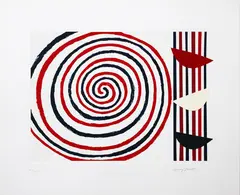 Spirals by Terry Frost, screenprint with original collage elements, 52/125, offered Sep 2026