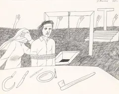 Jeffrey Harris, Figures in a Field, graphite on paper