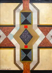Decorative Pattern (based on Flues, Power Station, Meremere) by Charles Herbert Smales Tole, oil on board, sold Sep 2026
