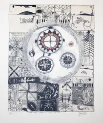 John Pule, Toko Longa Faoa E Loto He Misi, lithograph, 13/26