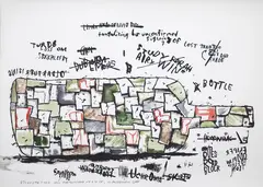 Study for Room by Martin Poppelwell, mixed media on paper, sold Sep 2026