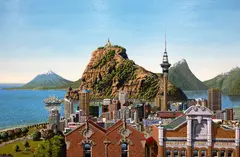 George Baloghy, New Zealand City, oil on canvas