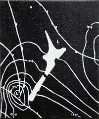 Richard Lewer, Weather Map 85: 31 October, enamel on jute