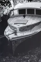 Peter Peryer, Edward Bullmore's Launch, black and white photograph