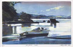 Stanley Palmer, Late afternoon - Reotahi, bamboo engraving, 1/30