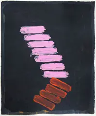 Basil Beattie, Ladder and Step Series #37, oil stick and paint on paper, 2018
