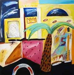 Jane Zusters, Space Age Giotto, oil on canvas