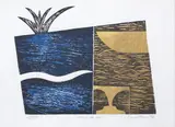 Jane Zusters, Way to Go, linocut and collage, 10/30
