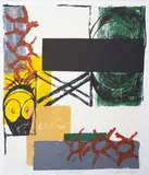 Dagmar Dyck, two eyed hunting god detail, screenprint, 3/6