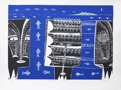Fatu Feu'u, Ulu toa Moana, screenprint, 3/24