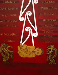 June Northcroft Grant, Kotahi Mano Iwa Rau Wha Te Kau Ma Iwa (1949), oil on canvas