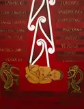 June Northcroft Grant, Kotahi Mano Iwa Rau Wha Te Kau Ma Iwa (1949), oil on canvas