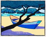 Tom Burnett, Tom's Dory at Matapouri, screenprint