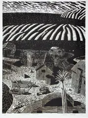 Brian Campbell, Corrugated Kingdom, woodcut, 11/20