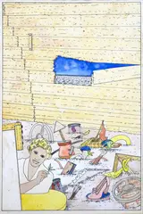 Denys Watkins, after the flood, ink and watercolour on paper