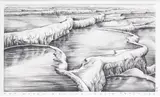 Rod Eales, Hot water basins - White Terraces, ink on paper