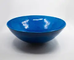 Len Castle, Large Night Sky bowl, white earthenware bowl with rich dark blue glaze