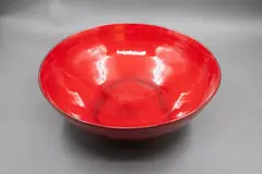 Len Castle, Large hemispherical bowl, earthenware with speckled red lava glaze