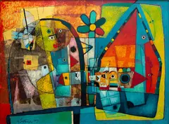 Henryk Szydlowski, Paradise in the Bird House, oil on canvas