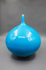 Peter Collis, Large spire orb vase, turquoise glazed porcelain