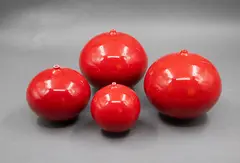 Graham Ambrose, Four small red orb vases, impressed potter's mark to each base
