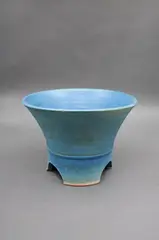 Graeme Storm, Pedestal bowl, stoneware with matt turquoise barium glaze (small chips)
