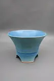 Graeme Storm, Pedestal bowl, stoneware with matt turquoise barium glaze (small chips)