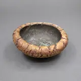 Len Castle, Small Pacific series bowl, stoneware with mottled grey glaze to interior, pigmented textured exterior