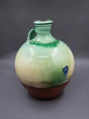 Andrew van der Putten, Large green and yellow flagon, glazed terracotta
