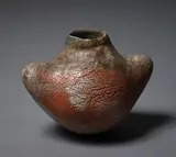 Theo Schoon and Len Castle, Collaborative vase, stoneware in umber glaze with sea shell fuming, 1999