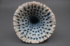 Len Castle, Sea Secret, cone shaped with textured surface and blue pigment