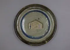 Denis O’Connor, 'Simon Smith the Amazing dancing bear' plate, glazed stoneware with etched and painted decoration