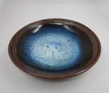 Len Castle, Low profile bowl, stoneware with jun and tenmoku glazes