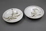 Marjorie Bayliss and Takeichi Kawai, Pair of matching bowls, glazed stoneware, decorated with gestural floral designs, made by Marjorie Bayliss and decorated by Takeichi Kawai, c. 1970s