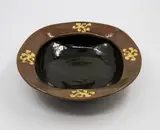 Barry Brickell, Rimmed bowl, of rounded square form, with impressed yellow decoration to the rim, c. early 1990s