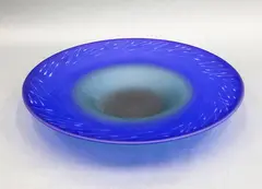 Garry Nash, Cobalt blue and jade plate, blown and etched glass
