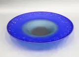 Garry Nash, Cobalt blue and jade plate, blown and etched glass