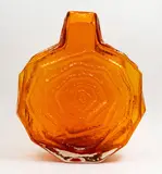 Geoffrey Baxter for Whitefriars, Banjo vase, blown glass of tangerine colour, designed mid-1960's