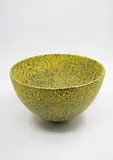 Peter Collis, Large deep bowl, with yellow and black Egyptian paste glaze (fired four times to achieve this effect)