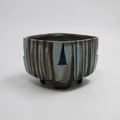 Jeff Oestreich, Square bowl, soda fired stoneware, c. 1997