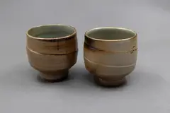 Duncan Shearer, Pair of tea bowls, soda glazed wood fired stoneware