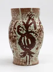 Warren Tippett, Rare early vase, with reddish-brown reserved decoration against a mottled white ground, c. 1950s