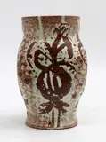 Warren Tippett, Rare early vase, with reddish-brown reserved decoration against a mottled white ground, c. 1950s