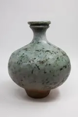 Roger Brittain, Bulbous vase, mottled green glazed stoneware