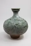 Roger Brittain, Bulbous vase, mottled green glazed stoneware
