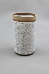 Oval vase by Deirdre Burnett, stoneware with typical lava glaze, offered Sep 2026